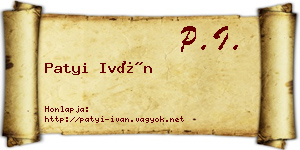 Patyi Iván névjegykártya